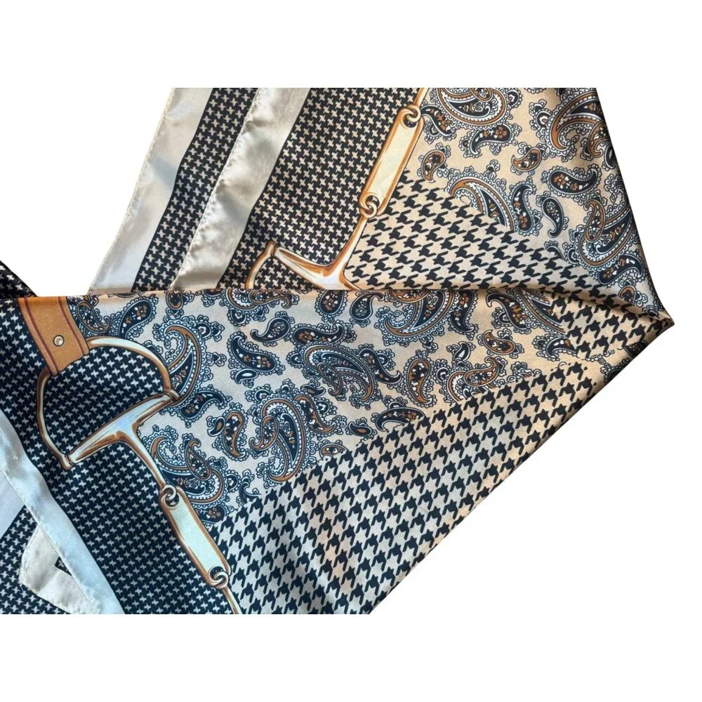 2/$30 Elegant Beautiful Color Block Satin Silk Scarf Herringbone